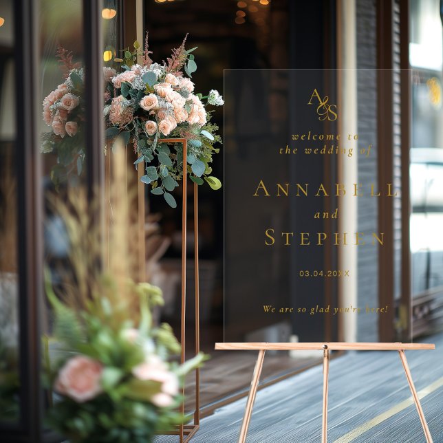 BIENVENUE ! Élégant, Classique, Monogramme, (WELCOME! Elegant, Classic, Monogram, Acrylic Sign)