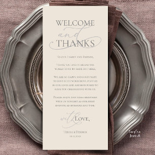 Bienvenue et Merci, Carte de Remerciement de Dîner