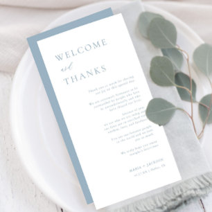 Bienvenue et merci Dusty Blue Merci Place Card