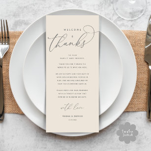 Bienvenue et merci, Place Setting Carte de remerci