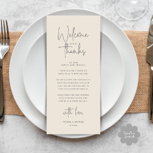 Bienvenue et merci, Place Setting Carte de remerci