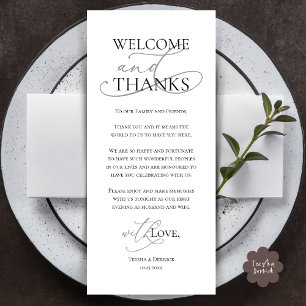 Bienvenue et Remerciements, Carte de Remerciement