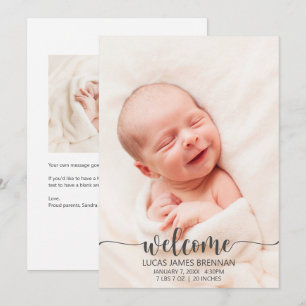 Bienvenue Faire-part de naissance bébé Carte photo