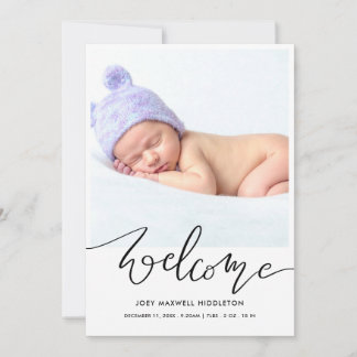 Bienvenue Faire-part de naissance de script modern