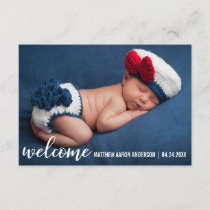 Bienvenue Faire-part Nouveau bébé Carte moderne W