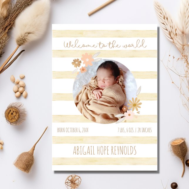 Bienvenue Faire-part photo de naissance de petite  (Welcome Baby Girl Birth Photo Announcement)