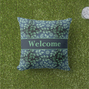 Bienvenue Feuilles Vertes sur Coussin Extérieur Ma