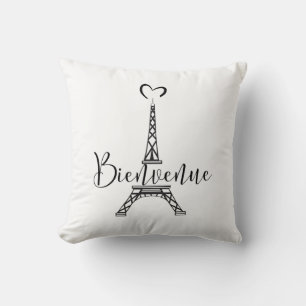 "Bienvenue" (französischer Empfang) Eiffelturm Kissen