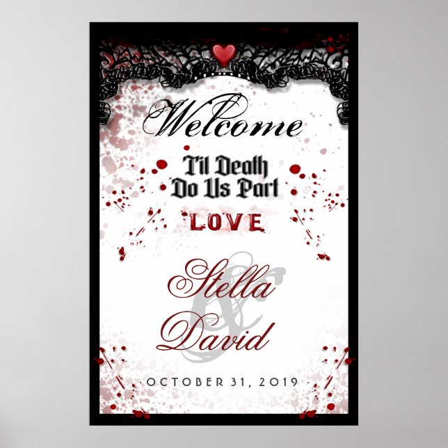 Bienvenue Halloween Poster Mariage Splatz de sang (Devant)