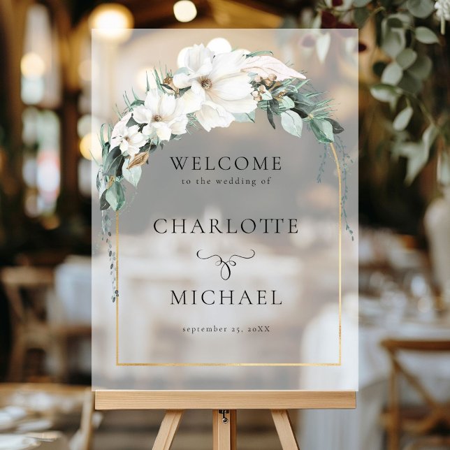 "BIENVENUE" LEAFY MARIAGE ("WELCOME" LEAFY WEDDING BLACK ACRYLIC SIGN with your names and date.)