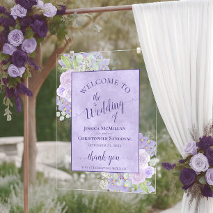 Bienvenue Mariage Floral Bohème Chic Violet Lavand
