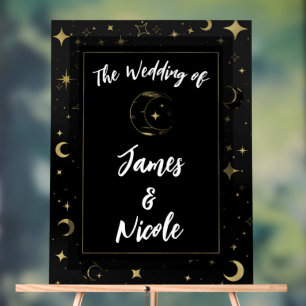 Bienvenue Mariage Lune Céleste Étoiles Noir & Or