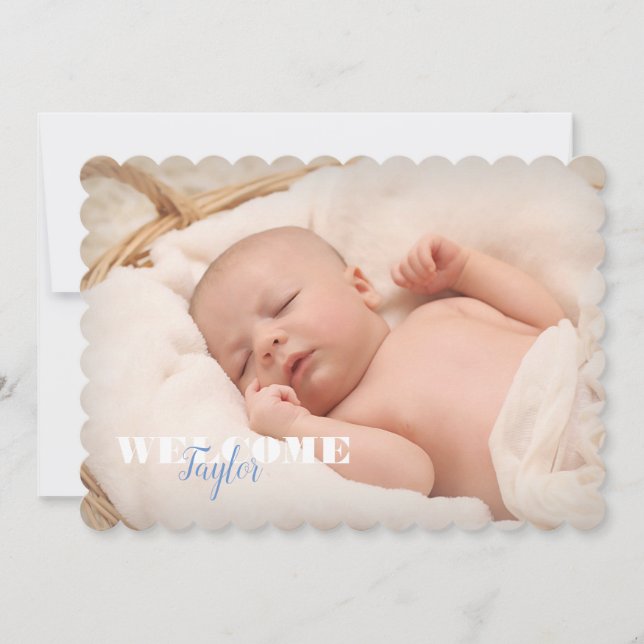Bienvenue Nom du bébé Photo ... Nouveau Faire-part (Devant)