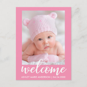 Bienvenue Nouveau bébé Faire-part rose