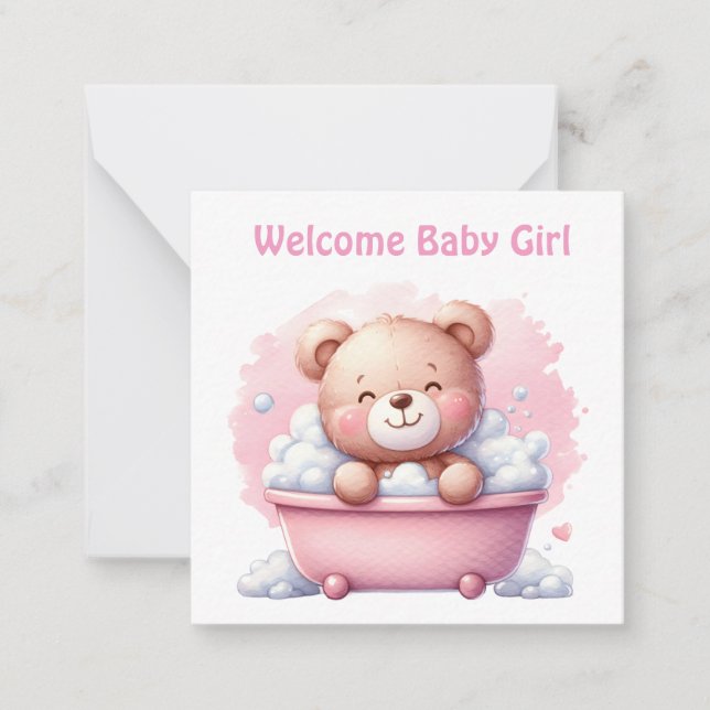 Bienvenue nouvelle carte bébé fille (Devant)