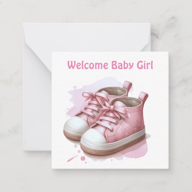 Bienvenue nouvelle carte bébé fille (Devant)