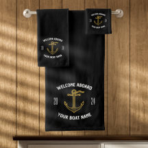 Bienvenue personnalisée à bord Nom du bateau Noir 