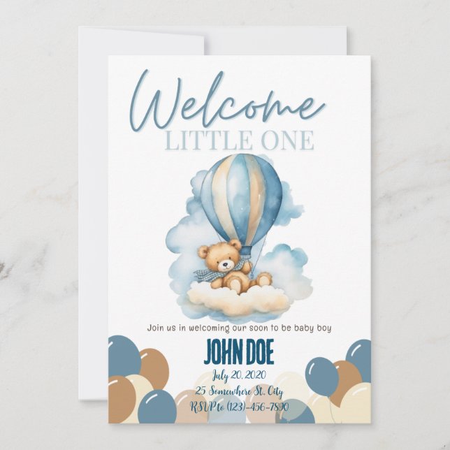 Bienvenue petite invitation d'un baby shower (Devant)