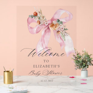 Bienvenue pour la Baby Shower Bébé Fille Fleur Ros
