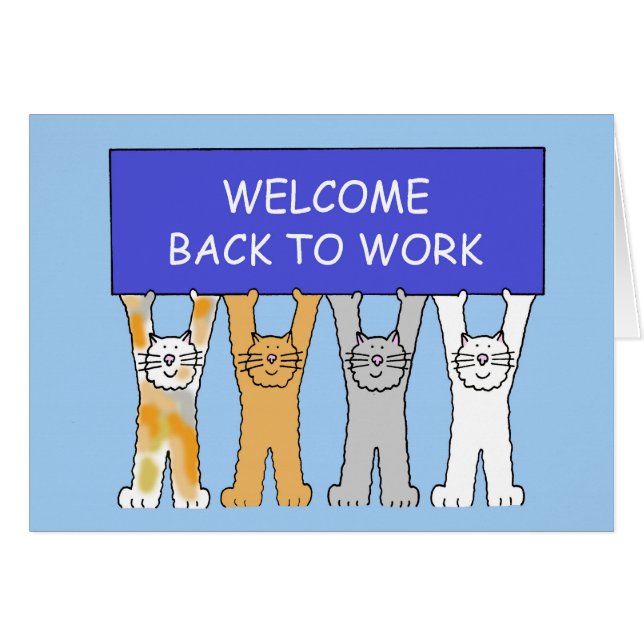 Bienvenue Retour au travail Cartoon Cats (Devant horizontal)