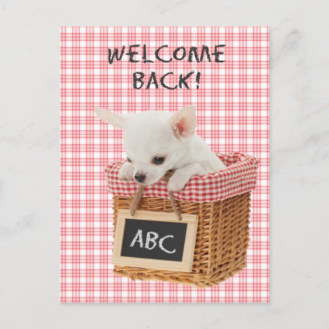 Bienvenue retour carte postale chiot (Devant)