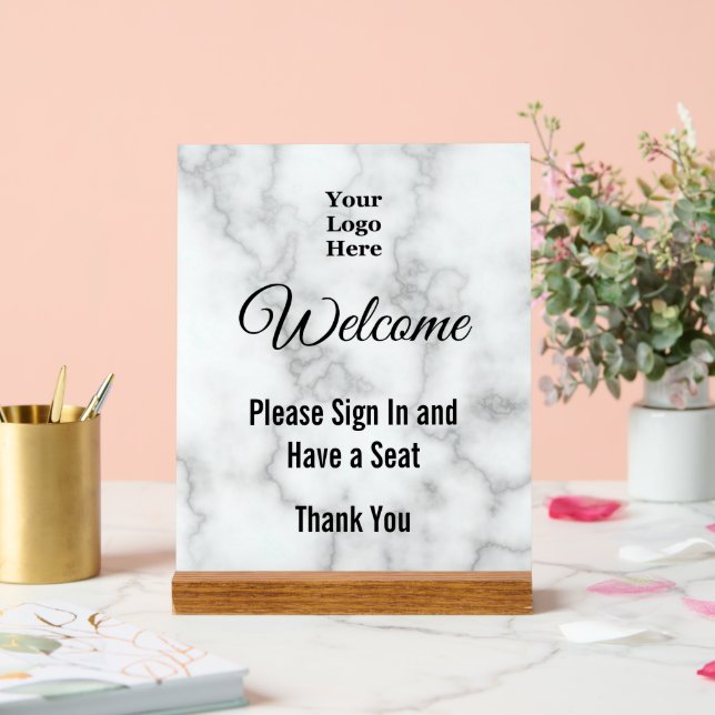 Bienvenue S'Il Vous Plaît Connecter Logo Faux Marb (Mariage)