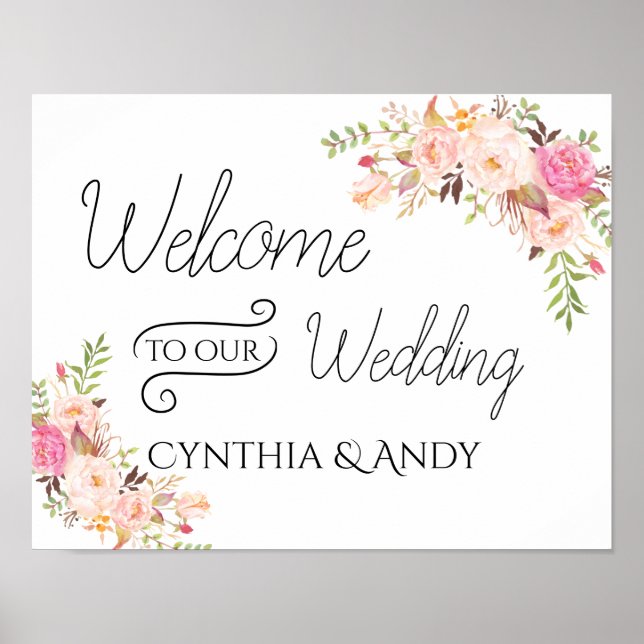 Bienvenue sur notre affiche de mariage signe bohèm (Devant)