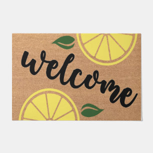 Bienvenue Tapis de porte de citron jaune, Mat de m