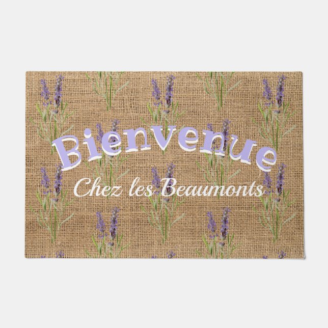 Bienvenue - Vintage Lavendel - rustikal Fußmatte (Vorderseite)