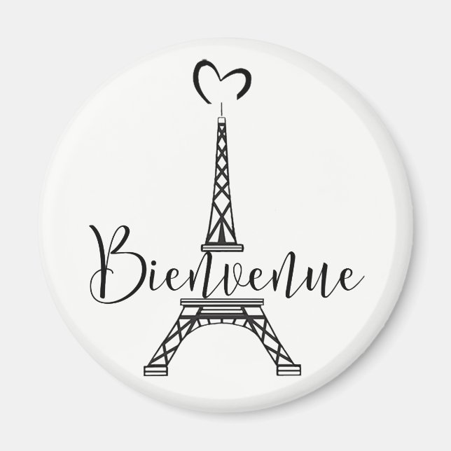 "Bienvenue" (Willkommen auf Französisch) Magnet (Vorne)