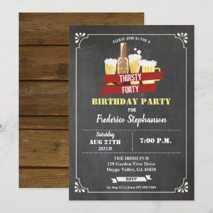 Bier 40. Geburtstag Party Retro Bar chalkboard Einladung