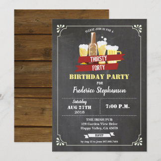 Bier 40. Geburtstag Party Retro Bar chalkboard Einladung