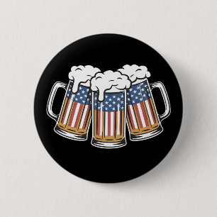 Bier 4. Juli Amerikanische Flagge US Vintage Retro Button