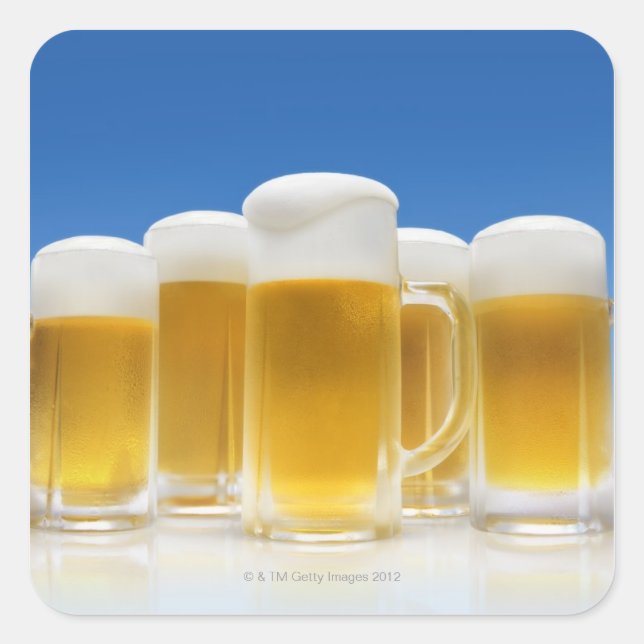 Bier 6 quadratischer aufkleber (Vorderseite)