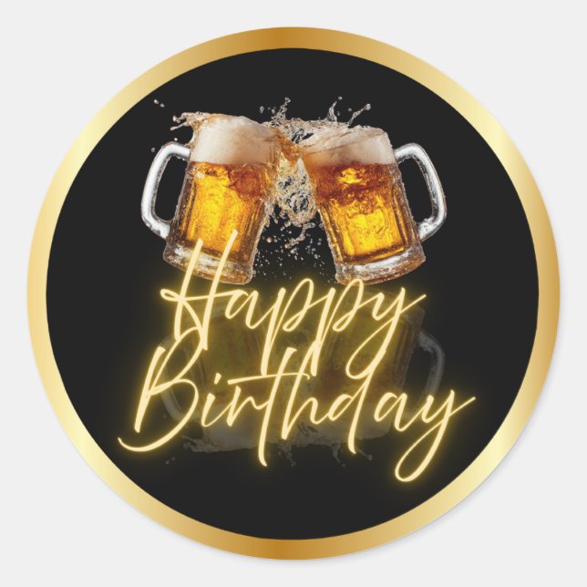 Bier Alles Gute zum Geburtstag Aufkleber (Vorderseite)