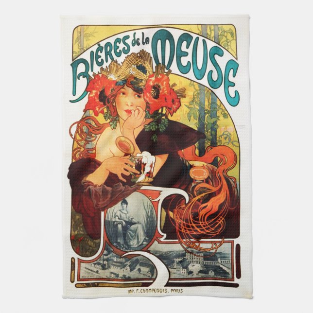 Bier Alphonse Mucha des Muse-Geschirrtuchs Küchentuch (Vertikal)