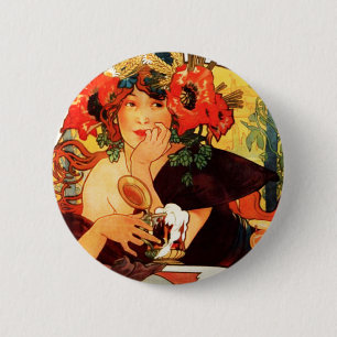 Bier Alphonse Mucha des Muse-Knopfes Button