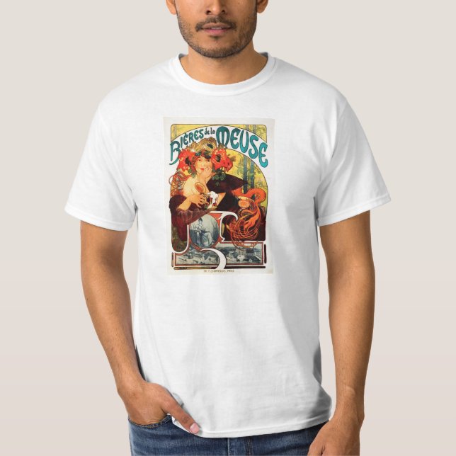Bier Alphonse Mucha des Musen T-Shirt (Vorderseite)