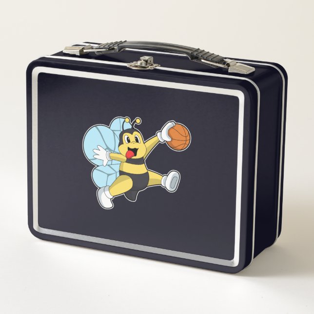Bier als Basketballspieler mit Basketball Metall Brotdose (Vorderseite)