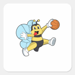 Bier als Basketballspieler mit Basketball Quadratischer Aufkleber
