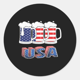 Bier American Flag 4. Juli Merica USA trinken Runder Aufkleber