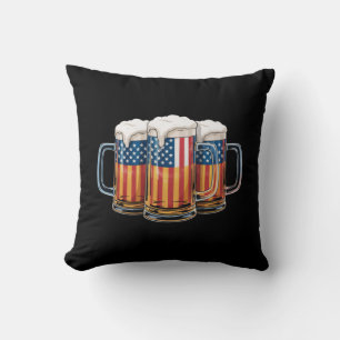 Bier Amerikanische Flagge 4. Juli Merica Trinken U Kissen
