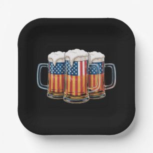 Bier Amerikanische Flagge 4. Juli Merica Trinken U Pappteller