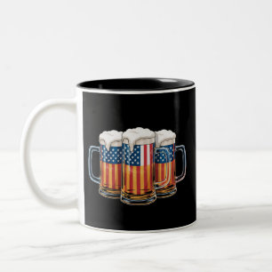 Bier Amerikanische Flagge 4. Juli Merica Trinken U Zweifarbige Tasse