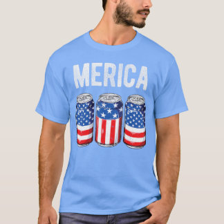 Bier Amerikanische Flagge 4. Juli Merica USA Männe T-Shirt
