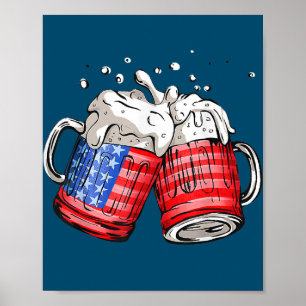 Bier Amerikanische Flagge 4. Juli  Poster