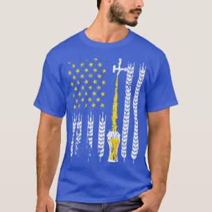 Bier Amerikanische Flagge 4. Juli USA Brauer T-Shirt