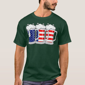 Bier Amerikanische Flagge 4. Juli USA Merica T-Shirt