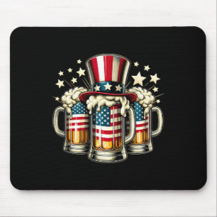Bier Amerikanische Flagge USA 4. Juli Party Trinke Mousepad