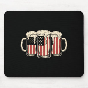 Bier Amerikanische Flagge USA 4. Juli Party Trinke Mousepad